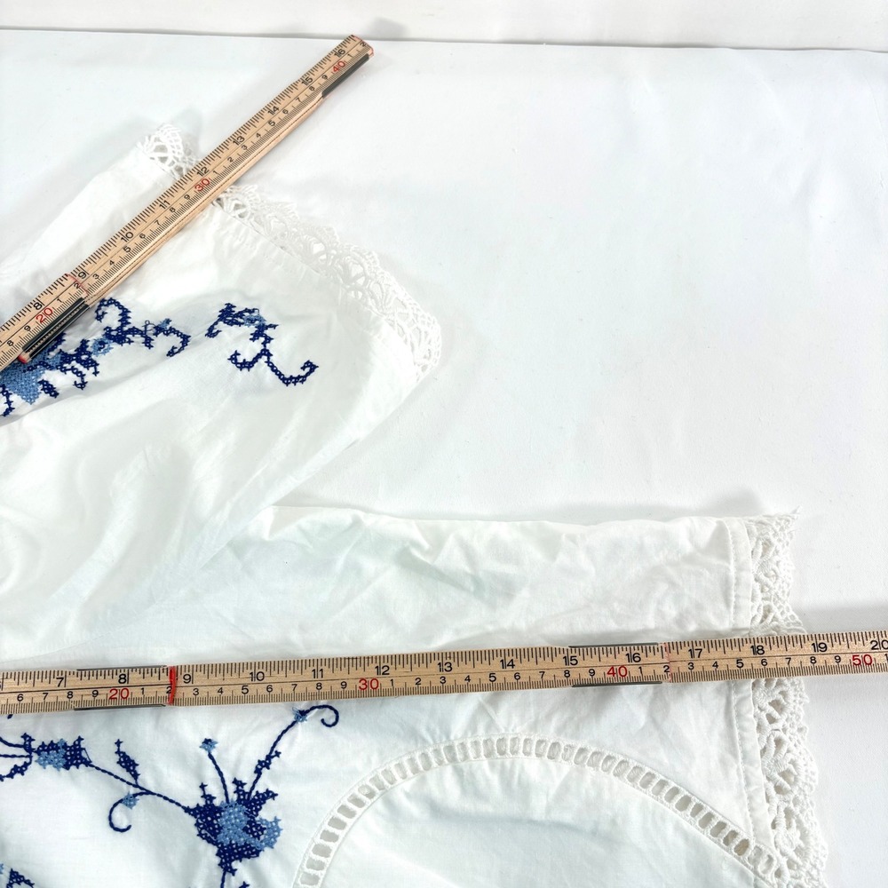 Jennifer & Grace Cardigan White Blue Floral Embroidered Tie Front Lace Women M - Picture 5 of 7